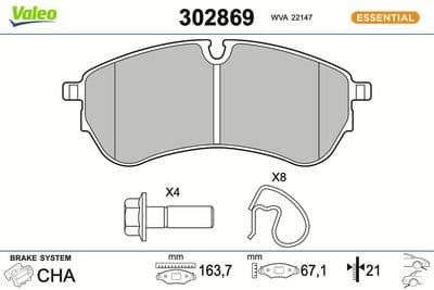 Juego de balatas de freno VALEO 302869