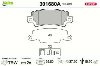 Juego de balatas de freno VALEO 301680A