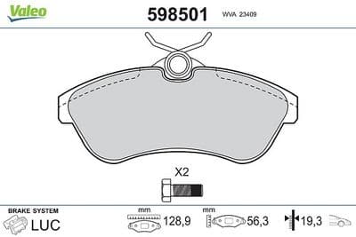 Juego de balatas de freno VALEO 598501