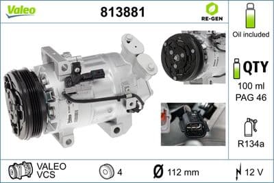 Compresor, aire acondicionado VALEO 813881