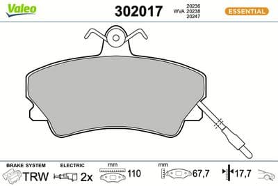 Juego de balatas de freno VALEO 302017