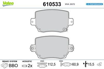 Juego de balatas de freno VALEO 610533