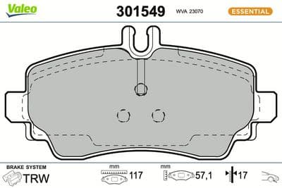 Juego de balatas de freno VALEO 301549