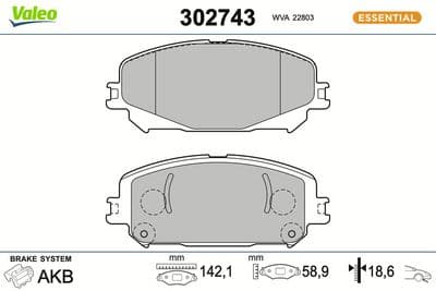 Juego de balatas de freno VALEO 302743