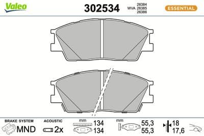 Juego de balatas de freno VALEO 302534