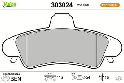 Juego de balatas de freno VALEO 303024