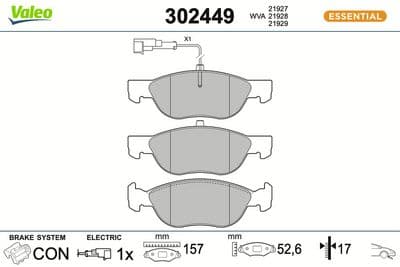 Juego de balatas de freno VALEO 302449