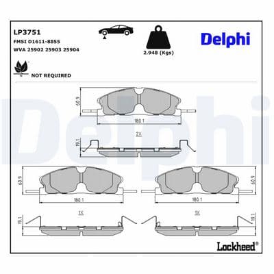 Juego de balatas de freno DELPHI LP3751