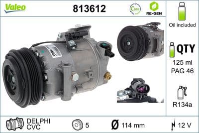 Compresor, aire acondicionado VALEO 813612