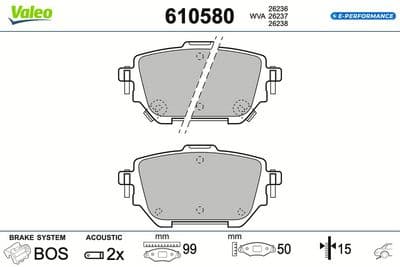 Juego de balatas de freno VALEO 610580