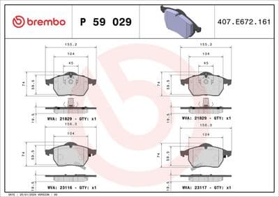 Juego de balatas de freno BREMBO P 59 029