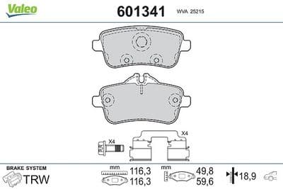Juego de balatas de freno VALEO 601341