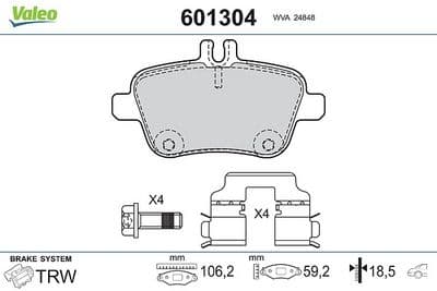 Juego de balatas de freno VALEO 601304