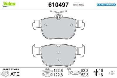 Juego de balatas de freno VALEO 610497