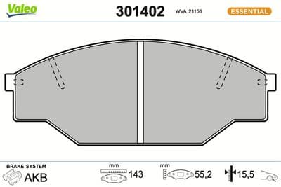 Juego de balatas de freno VALEO 301402