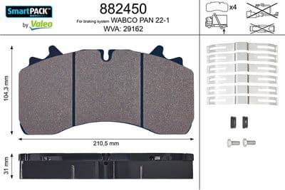 Juego de balatas de freno VALEO 882450