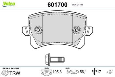 Juego de balatas de freno VALEO 601700