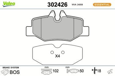 Juego de balatas de freno VALEO 302426