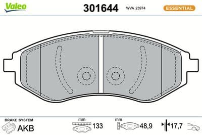 Juego de balatas de freno VALEO 301644