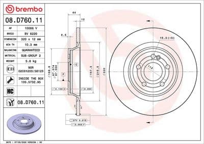 Disco de freno BREMBO 08.D760.11