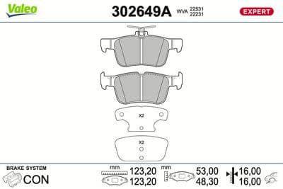 Juego de balatas de freno VALEO 302649A