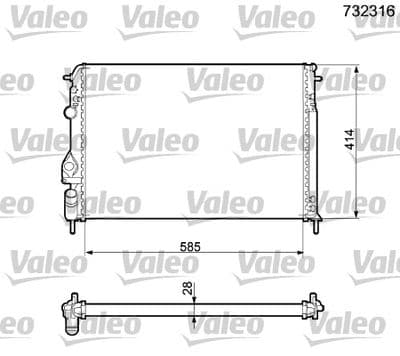 Radiador, refrigeración del motor VALEO 732316