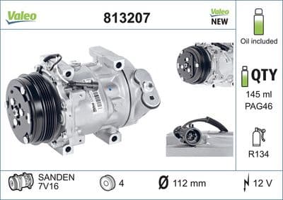 Compresor, aire acondicionado VALEO 813207