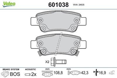 Juego de balatas de freno VALEO 601038