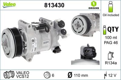 Compresor, aire acondicionado VALEO 813430