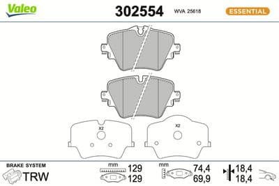 Juego de balatas de freno VALEO 302554