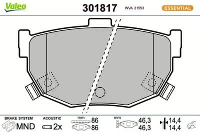 Juego de balatas de freno VALEO 301817