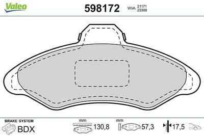 Juego de balatas de freno VALEO 598172