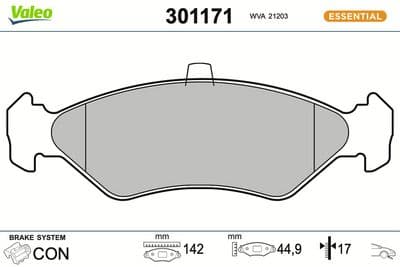 Juego de balatas de freno VALEO 301171