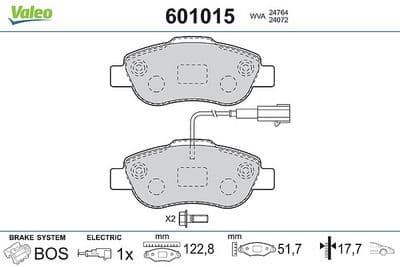 Juego de balatas de freno VALEO 601015