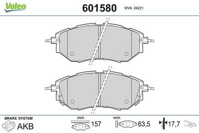 Juego de balatas de freno VALEO 601580