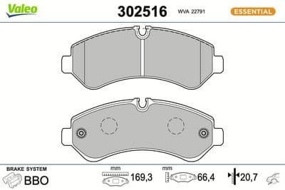 Juego de balatas de freno VALEO 302516
