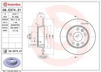 Disco de freno BREMBO 08.E374.21
