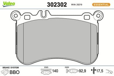 Juego de balatas de freno VALEO 302302