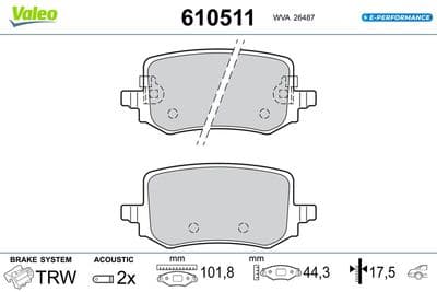 Juego de balatas de freno VALEO 610511