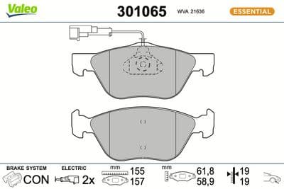 Juego de balatas de freno VALEO 301065
