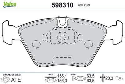 Juego de balatas de freno VALEO 598310