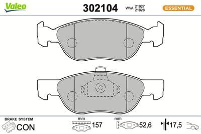 Juego de balatas de freno VALEO 302104