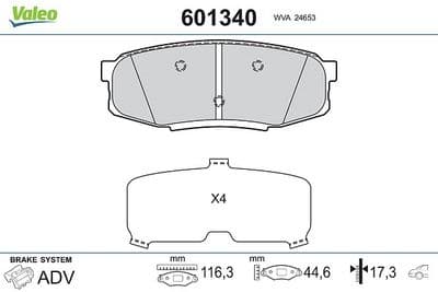 Juego de balatas de freno VALEO 601340