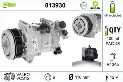 Compresor, aire acondicionado VALEO 813930