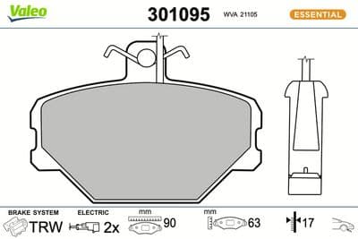 Juego de balatas de freno VALEO 301095