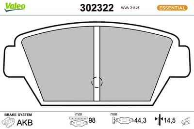 Juego de balatas de freno VALEO 302322