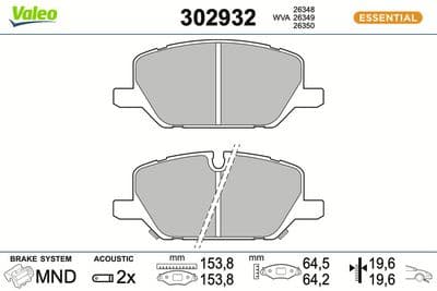 Juego de balatas de freno VALEO 302932