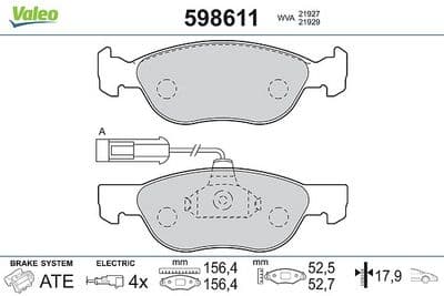 Juego de balatas de freno VALEO 598611