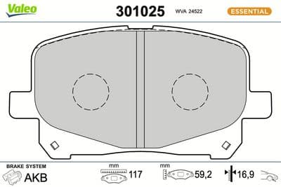Juego de balatas de freno VALEO 301025