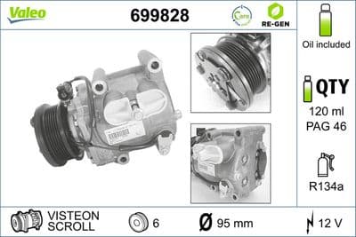 Compresor, aire acondicionado VALEO 699828